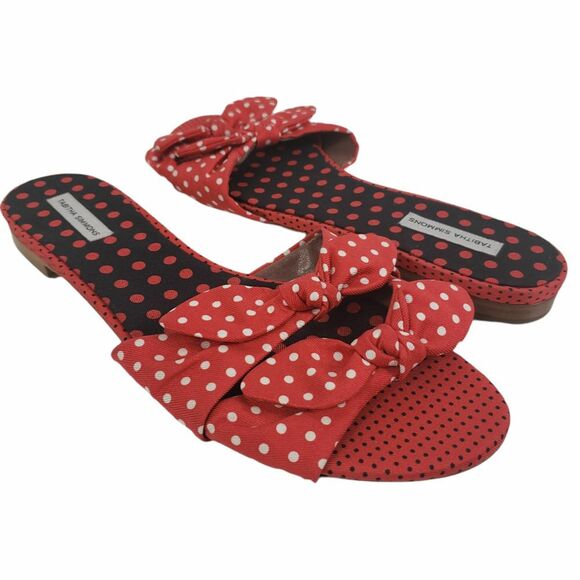 Tabitha Simmons Cleo Sandal Size 8 US / 39 EUR Red Polka Dot Slides - Picture 1 of 7